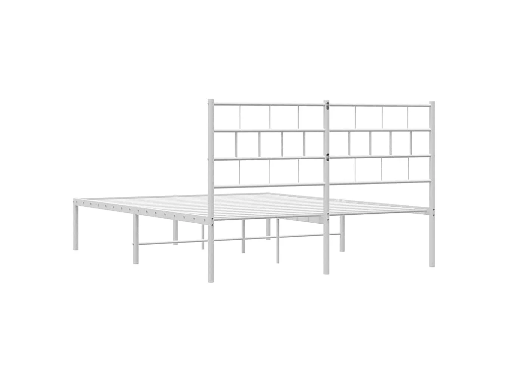 Cadre de lit métal sans matelas et tête de lit blanc 150x200 cm
