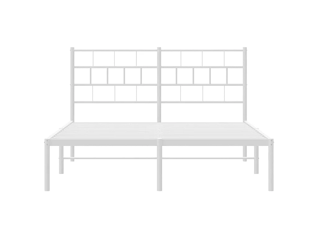 Bedframe met hoofdbord metaal wit 150x200 cm