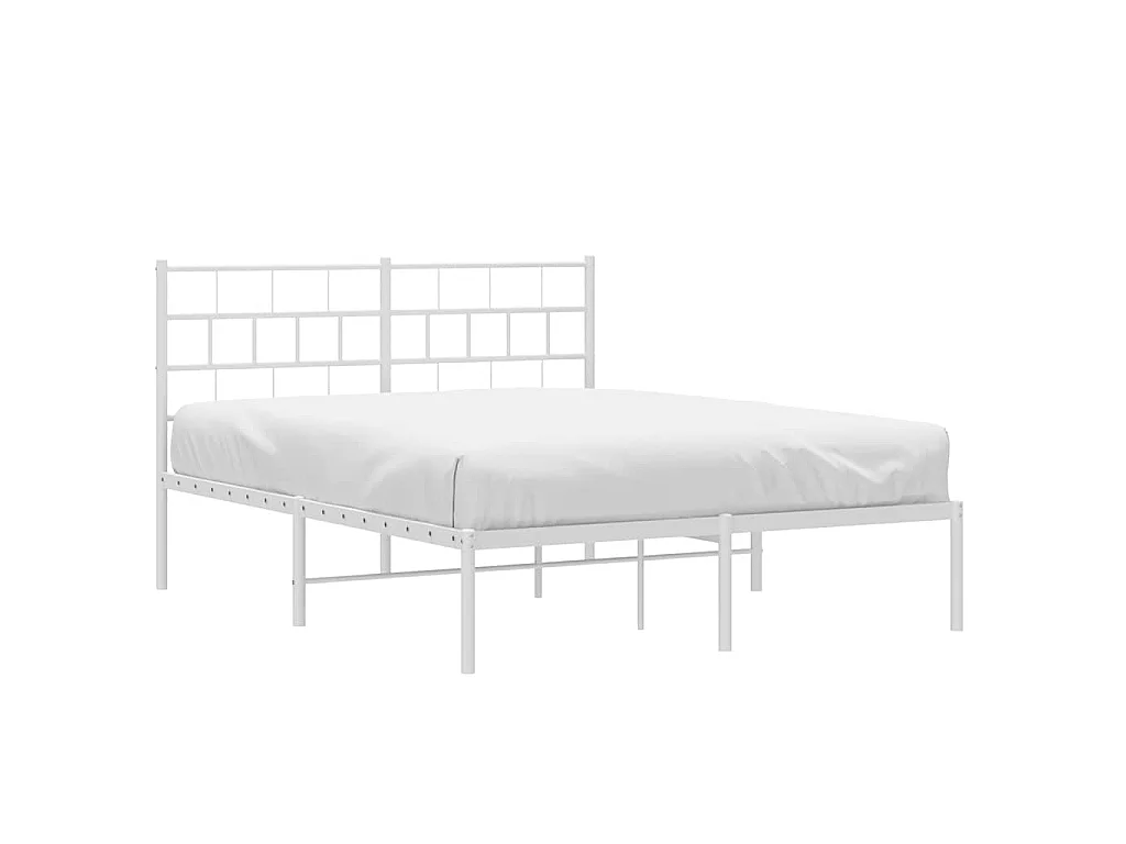 Bedframe met hoofdbord metaal wit 150x200 cm