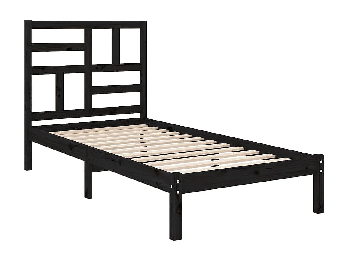 Estrutura de cama 100x200 cm madeira maciça preto