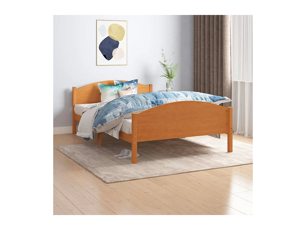 Cadre de lit sans matelas marron miel pin massif 120x200 cm