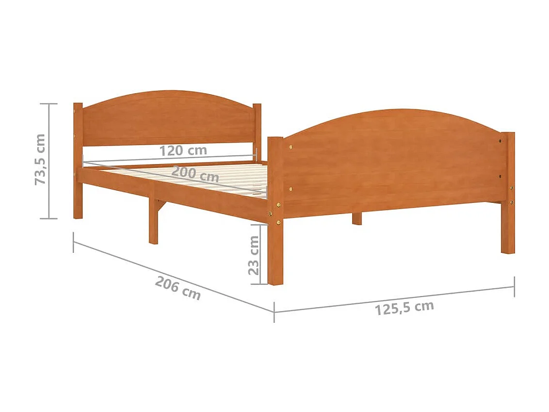 Cadre de lit sans matelas marron miel pin massif 120x200 cm