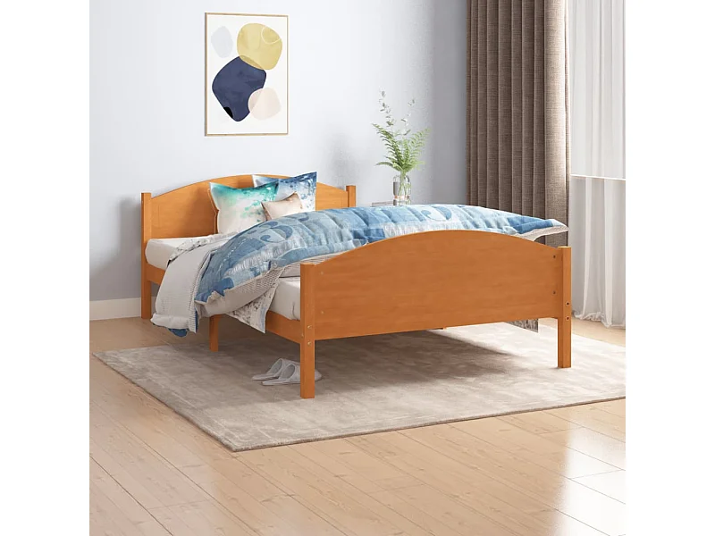 Cadre de lit sans matelas marron miel pin massif 120x200 cm