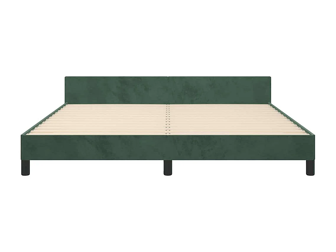 Estrutura de cama sem colchão 160x200 cm veludo verde-escuro
