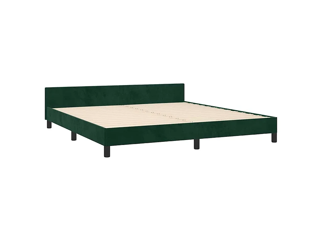 Cadre de lit sans matelas vert foncé 160x200 cm velours