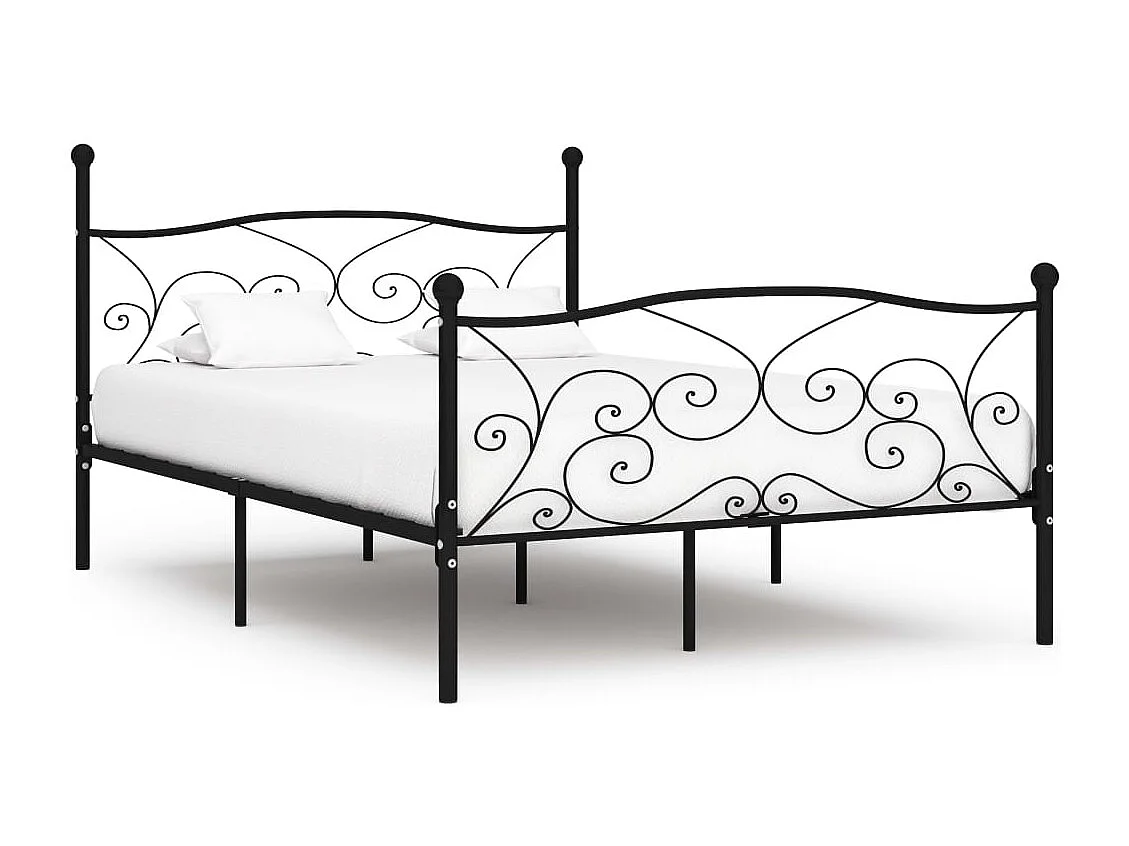 Bettgestell mit Lattenrost Schwarz Metall 160 × 200 cm
