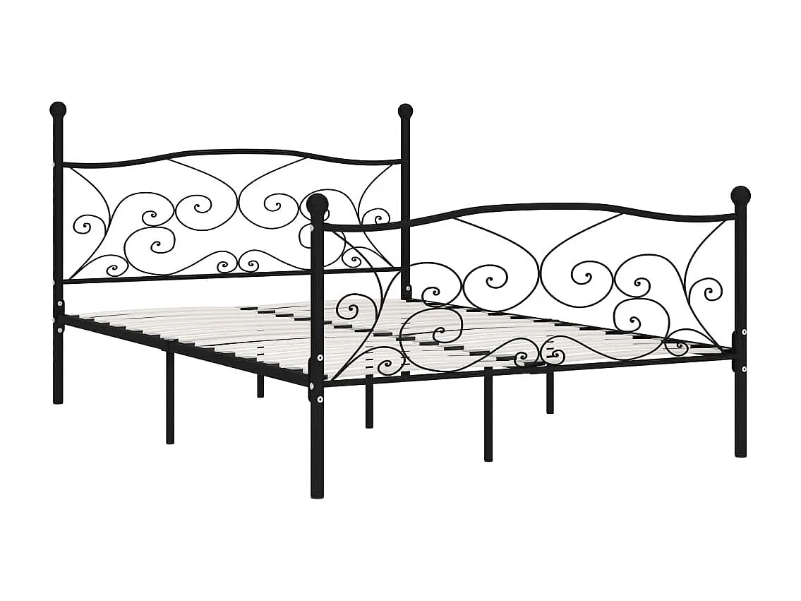 Bettgestell mit Lattenrost Schwarz Metall 160 × 200 cm