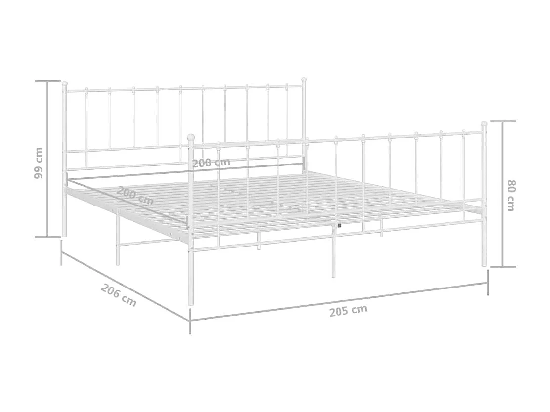 Cadre de lit sans matelas blanc métal 200x200 cm