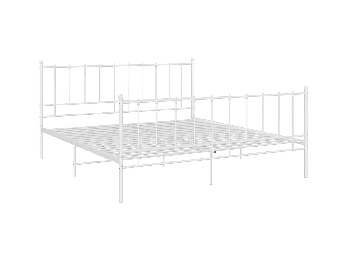 Cadre de lit sans matelas blanc métal 200x200 cm