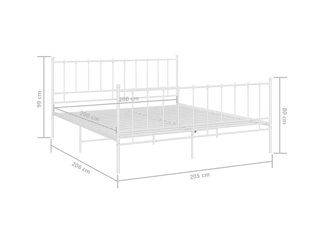 Cadre de lit sans matelas blanc métal 200x200 cm