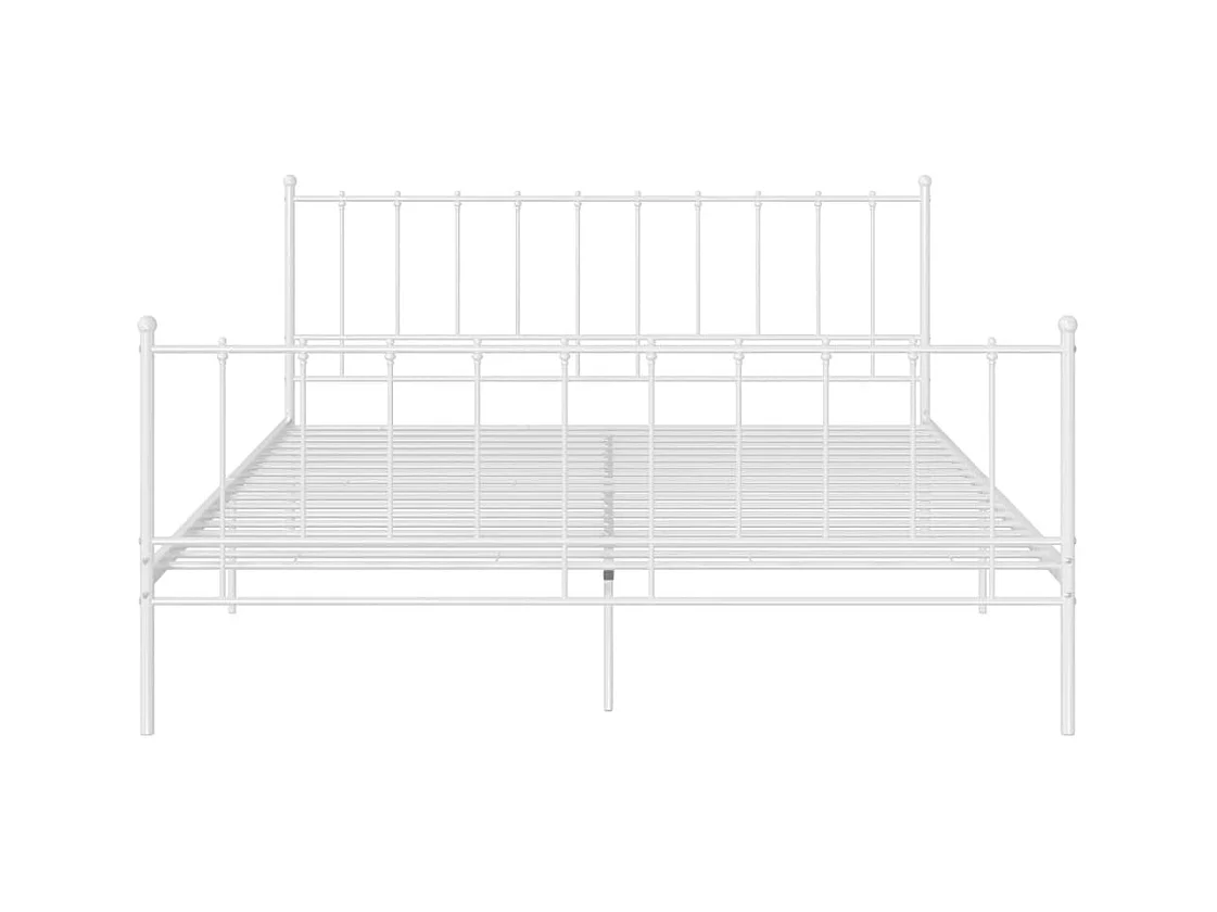 Cadre de lit sans matelas blanc métal 200x200 cm