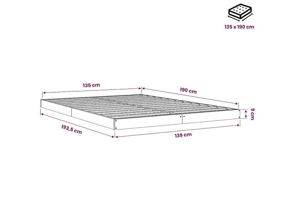 Bedframe massief grenenhout 135x190 cm