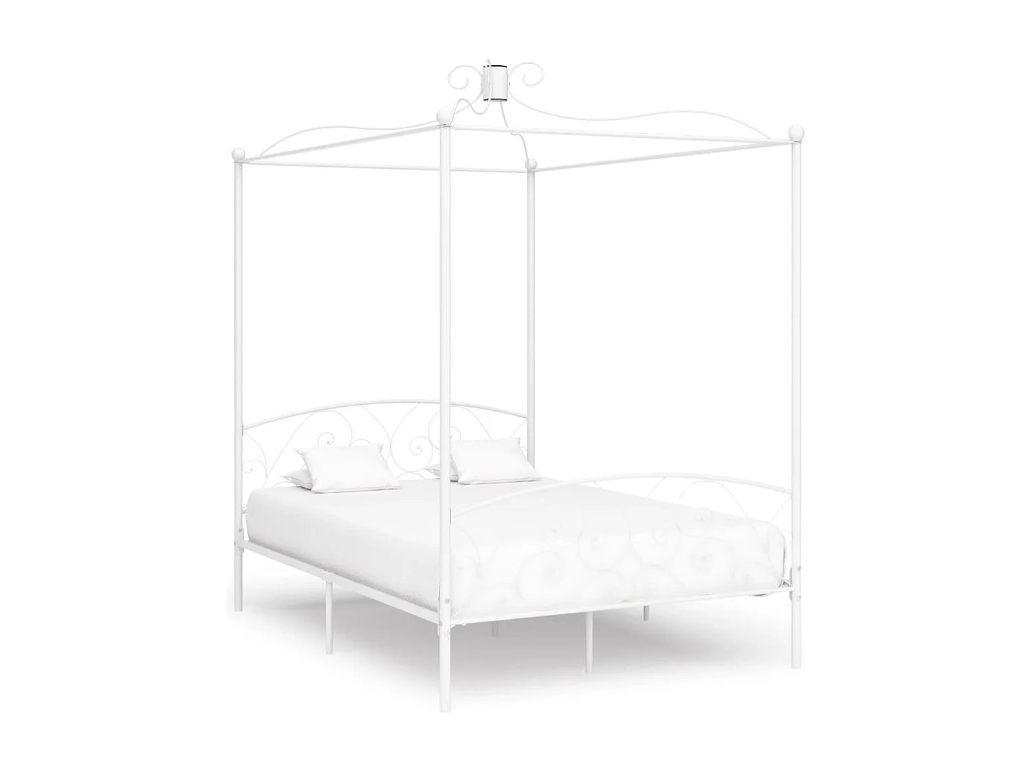Cadre de lit sans matelas avec baldaquin blanc 140x200 cm métal