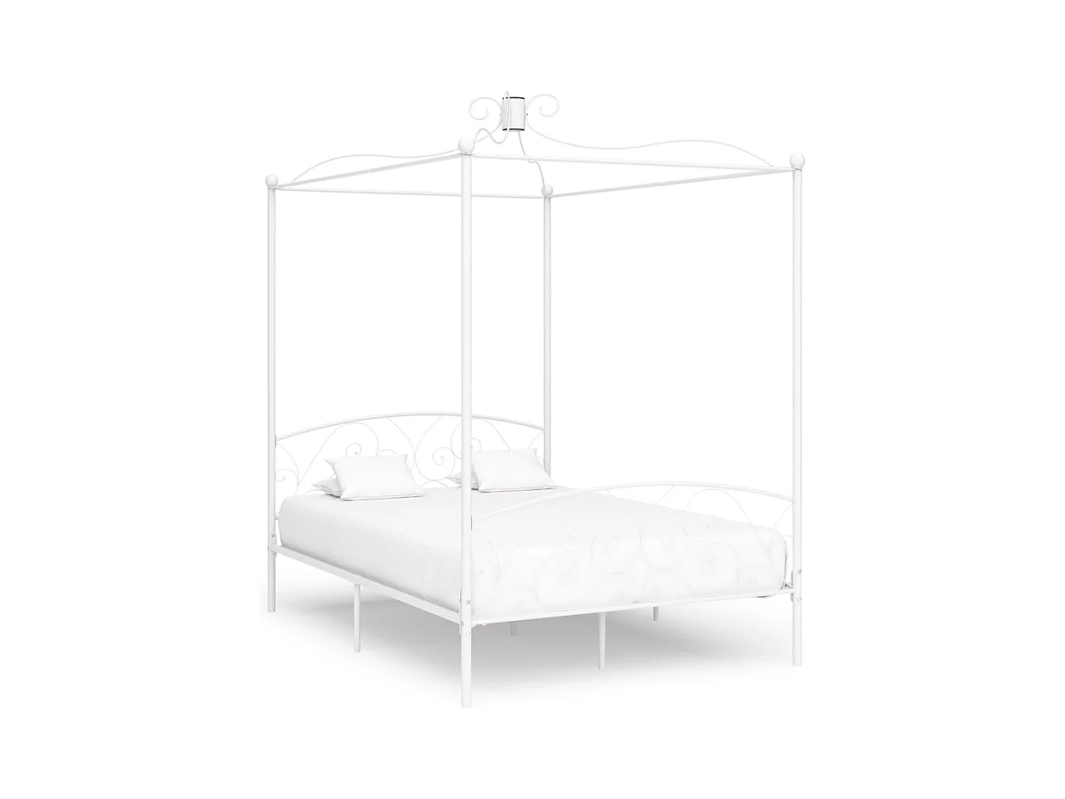 Cadre de lit sans matelas avec baldaquin blanc 140x200 cm métal