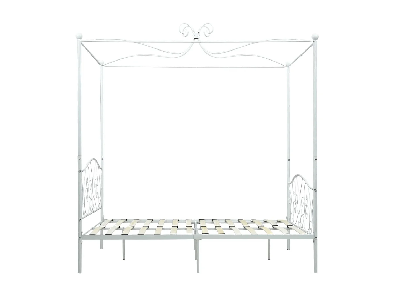 Himmelbett-Gestell Weiß Metall 140 x 200 cm