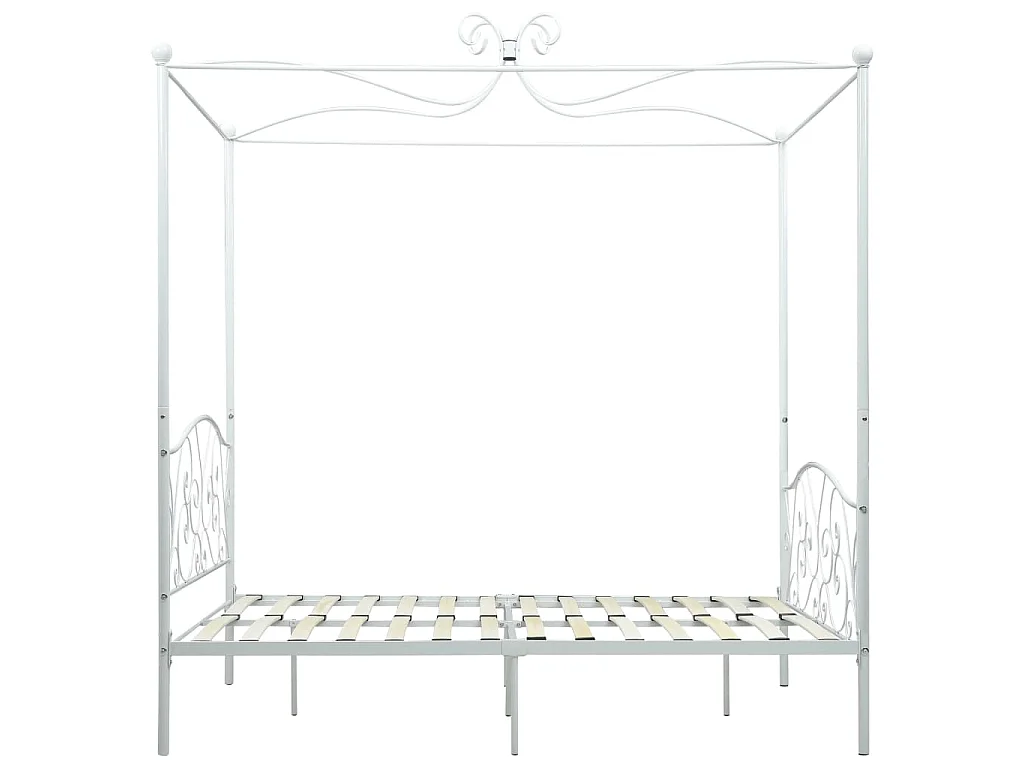 Cadre de lit sans matelas avec baldaquin blanc 140x200 cm métal