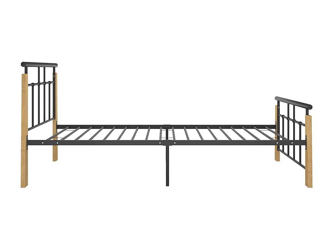 Bedframe metaal en massief eikenhout 100x200 cm