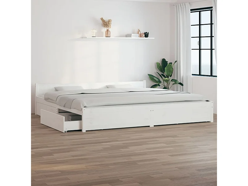 Bedframe met lades wit 200x200 cm