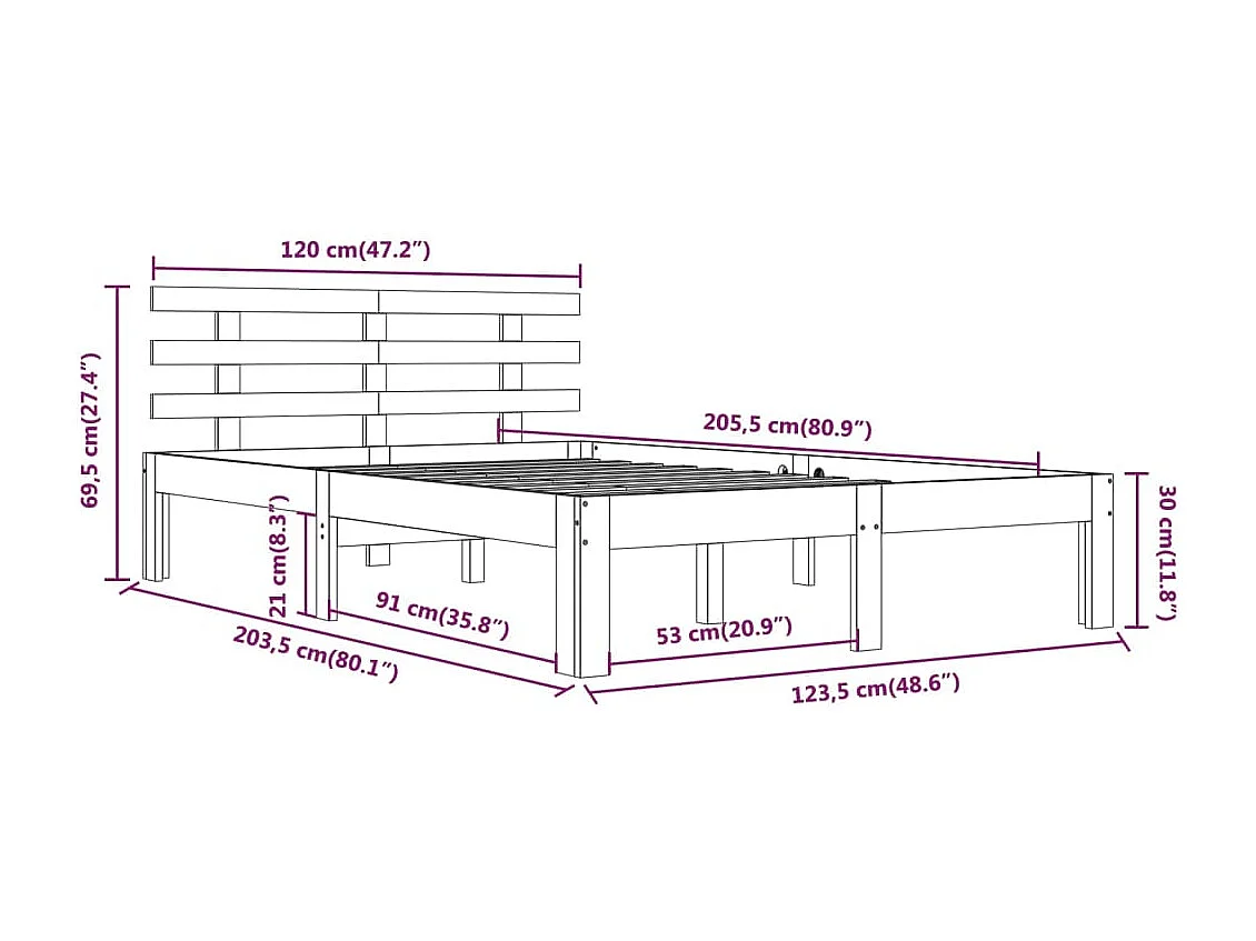 Giroletto senza Materasso Ambrato in Legno Massello 120x200 cm
