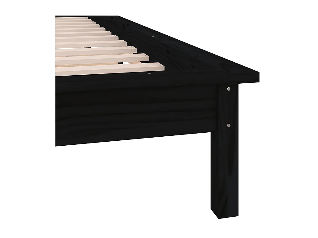 Giroletto con LED Nero 90x190 cm Single in Legno Massello
