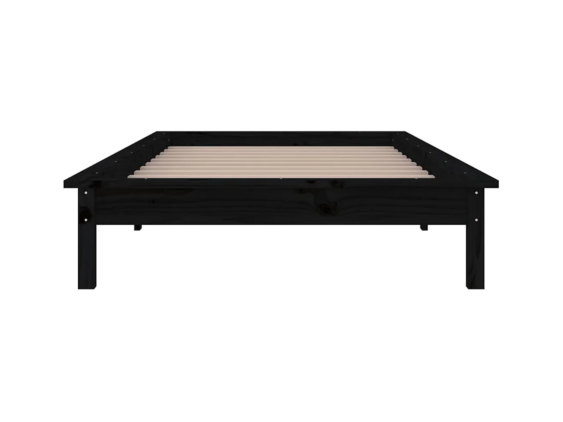 Giroletto con LED Nero 90x190 cm Single in Legno Massello