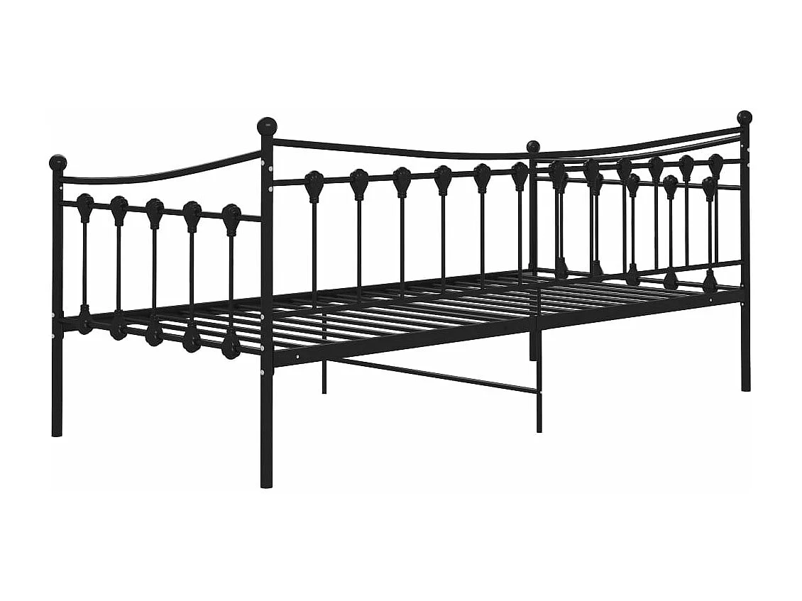 Cadre de canapé-lit sans matelas noir métal 90x200 cm