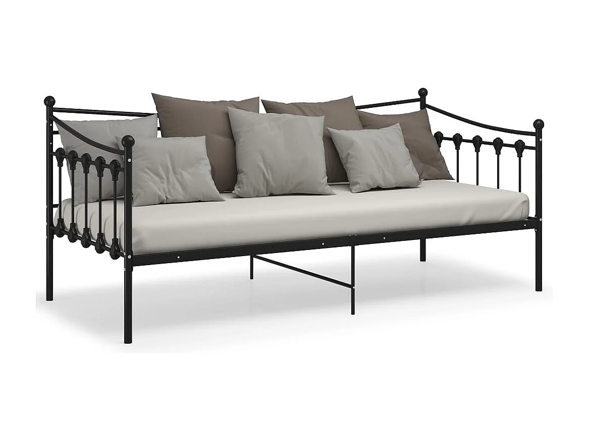 Estructura de sofá cama sin colchón metal negro 90x200 cm