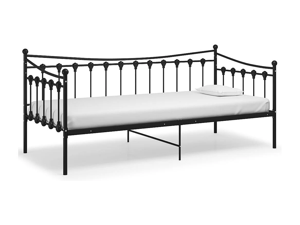 Cadre de canapé-lit sans matelas noir métal 90x200 cm
