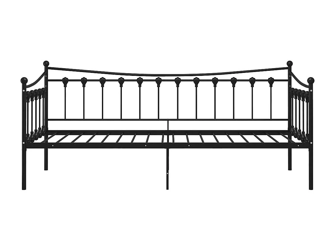 Cadre de canapé-lit sans matelas noir métal 90x200 cm
