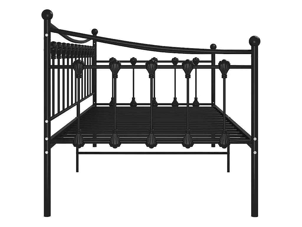 Cadre de canapé-lit sans matelas noir métal 90x200 cm