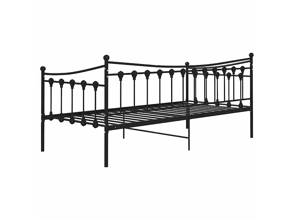 Cadre de canapé-lit sans matelas noir métal 90x200 cm
