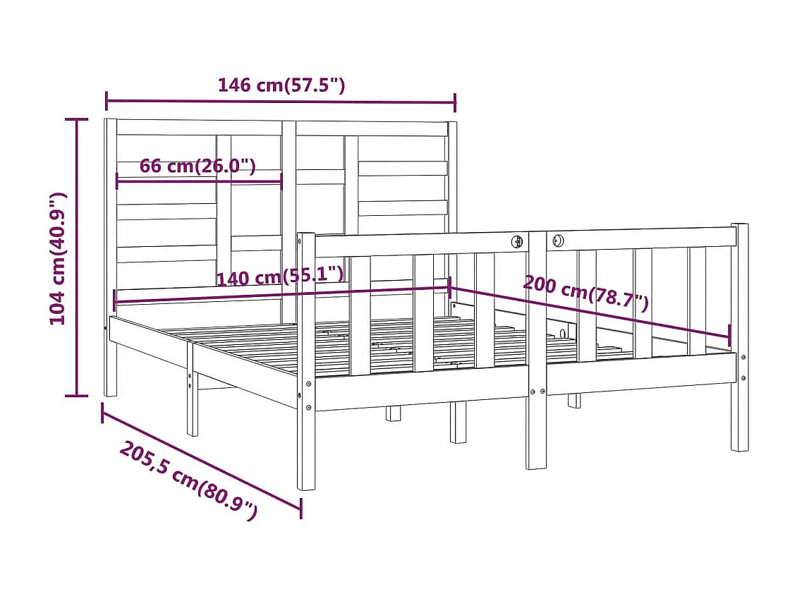 Estructura de cama sin colchón madera de pino blanca 140x200 cm