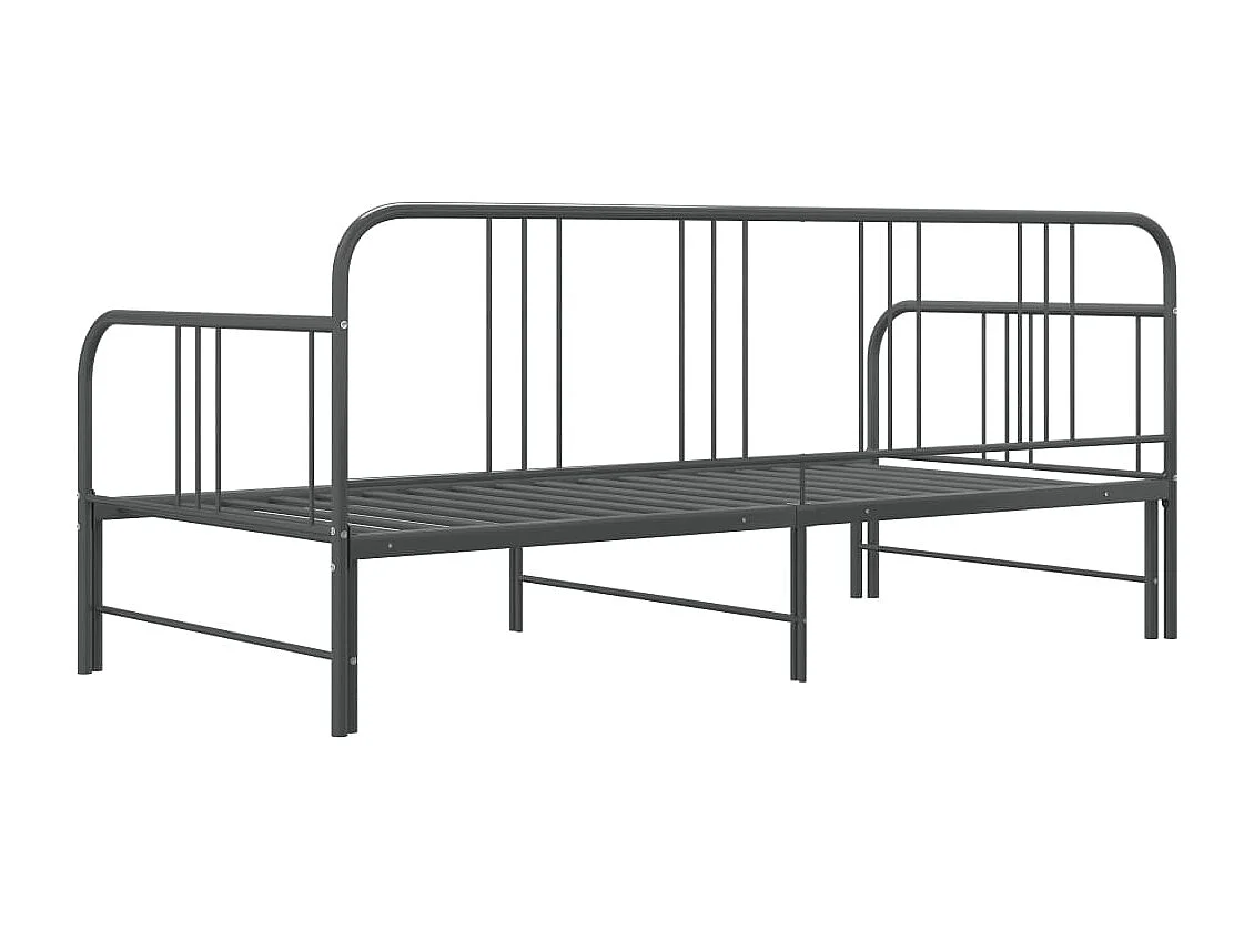 Slaapbankframe uittrekbaar metaal grijs 90x200 cm