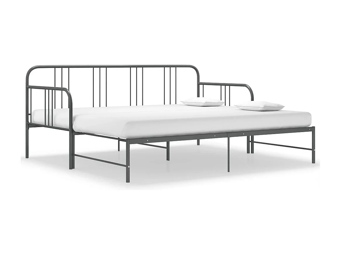 Slaapbankframe uittrekbaar metaal grijs 90x200 cm