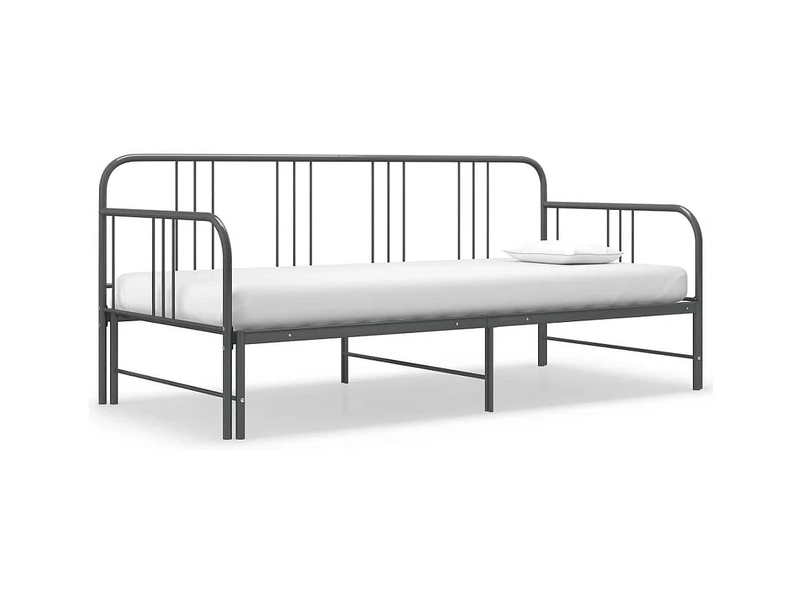 Telaio Divano Letto Estraibile Grigio in Metallo 90x200 cm