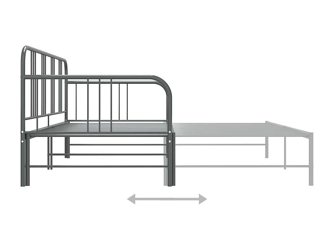 Ausziehsofa Bettgestell Grau Metall 90x200 cm