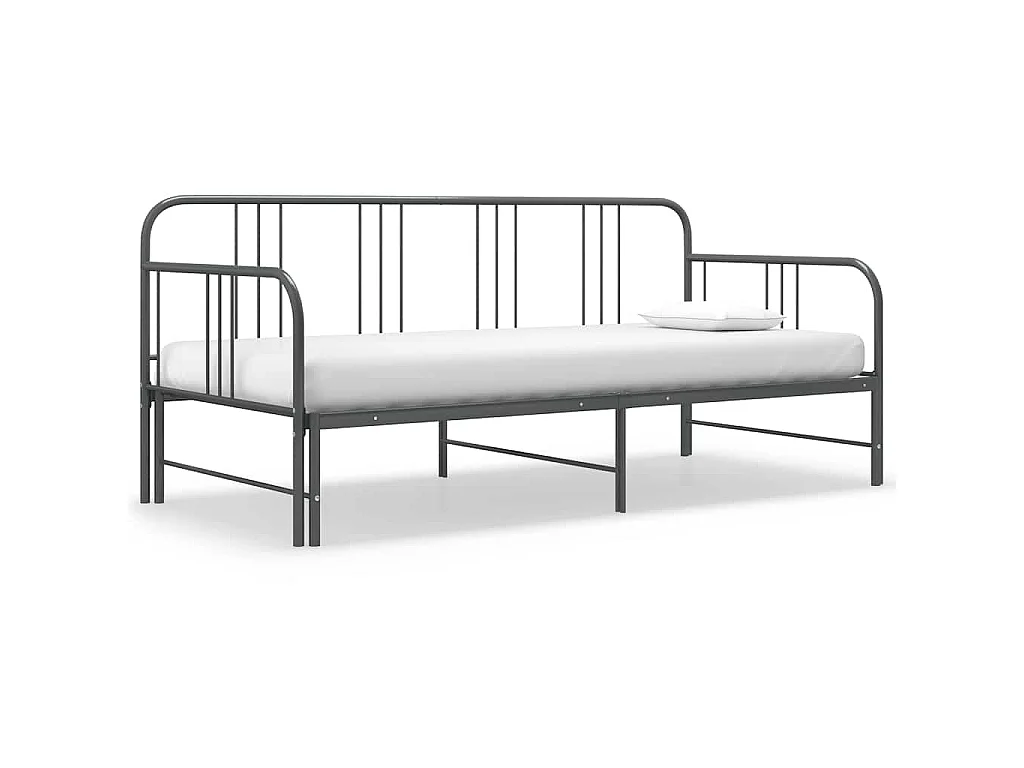 Telaio Divano Letto Estraibile Grigio in Metallo 90x200 cm