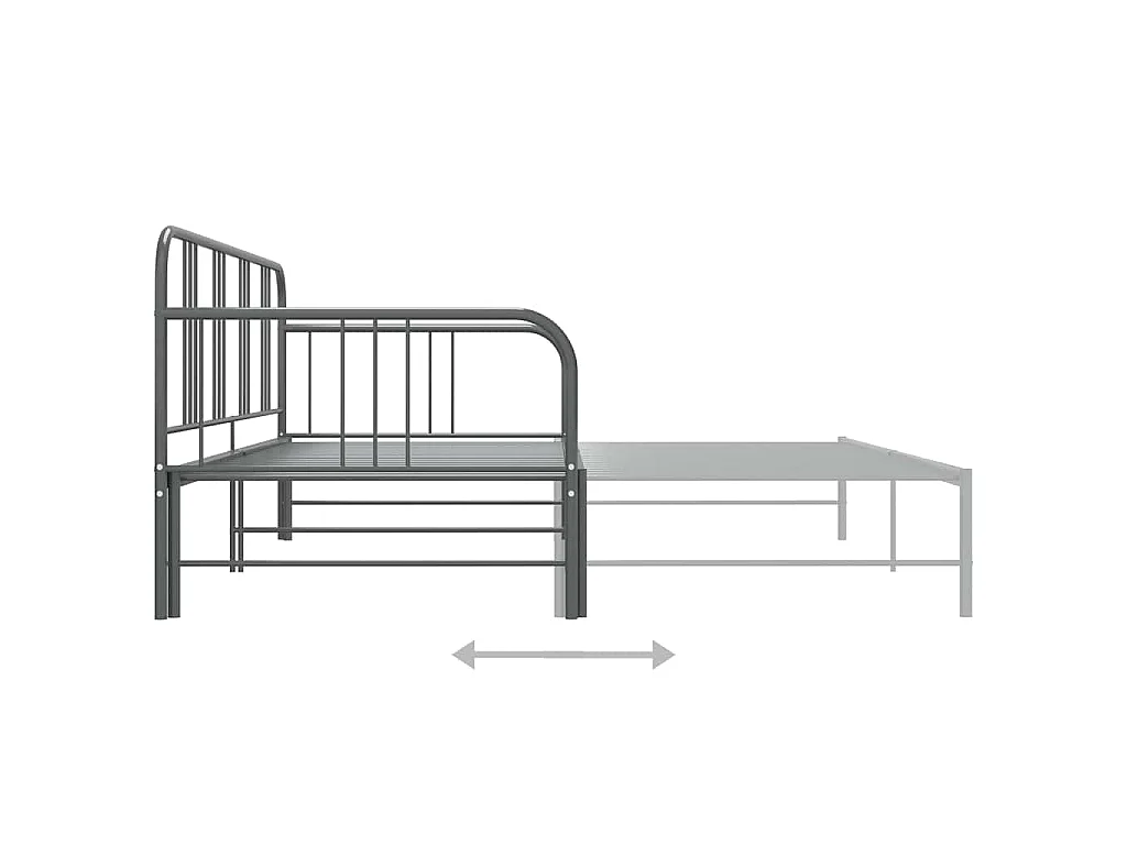 Telaio Divano Letto Estraibile Grigio in Metallo 90x200 cm
