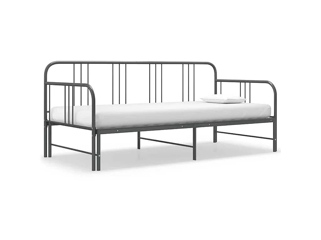 Telaio Divano Letto Estraibile Grigio in Metallo 90x200 cm
