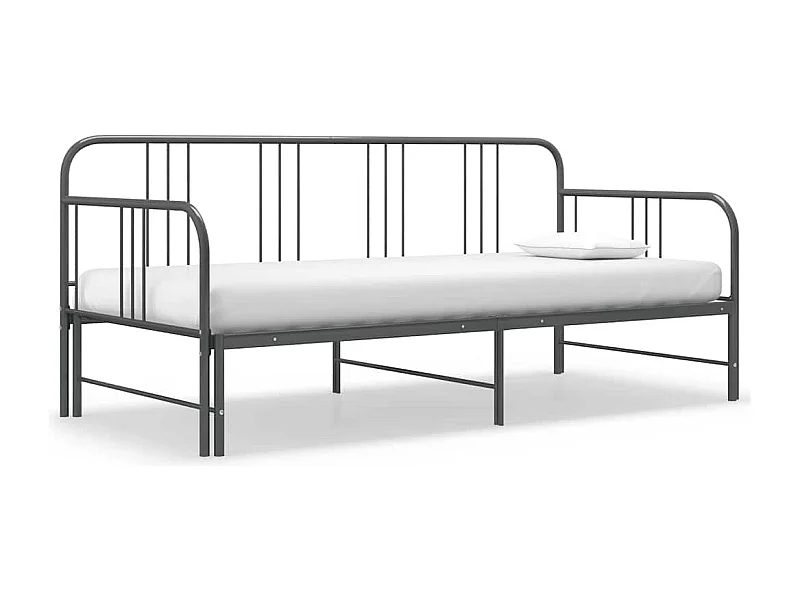 Telaio Divano Letto Estraibile Grigio in Metallo 90x200 cm