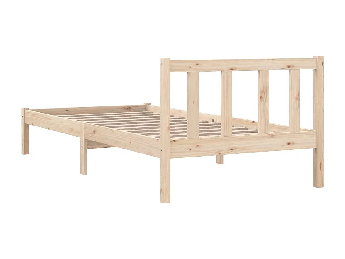 Bedframe massief grenenhout zwart 75x190 cm