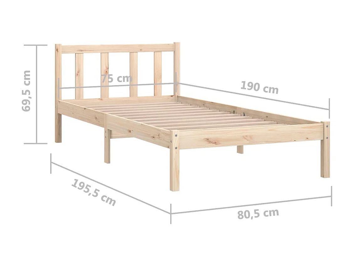 Cadre de lit sans matelas bois massif