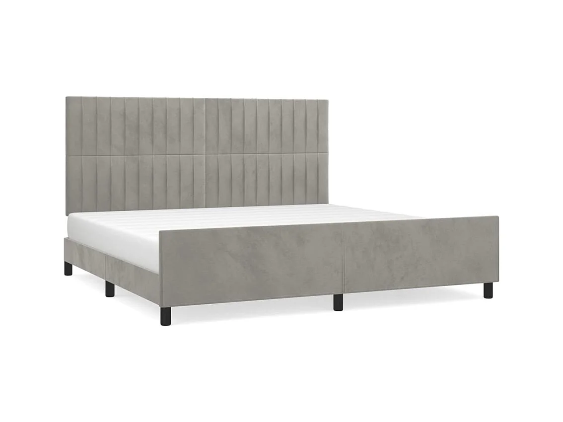 Cadre de lit sans matelas gris clair 200x200 cm velours