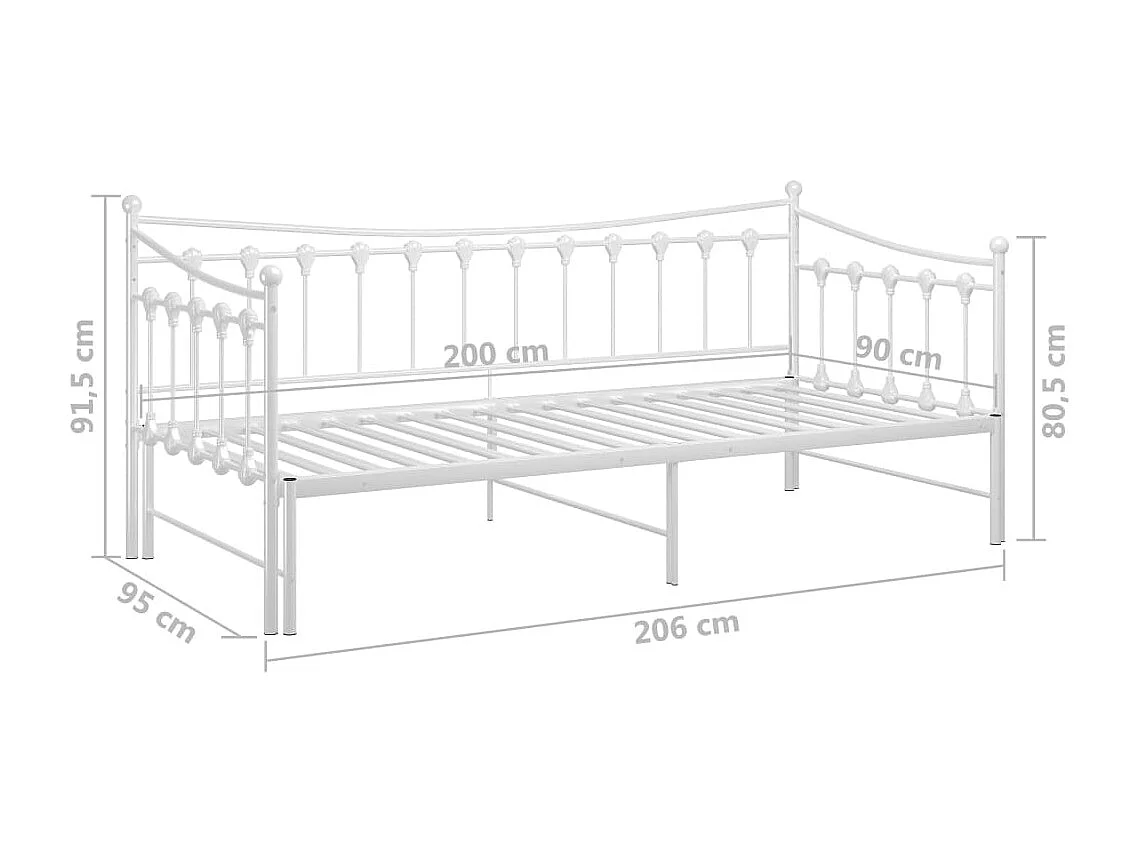 Cadre de canapé-lit extensible sans matelas blanc 90x200 cm