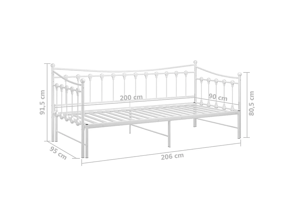 Telaio Divano Letto Estraibile Bianco in Metallo 90x200 cm