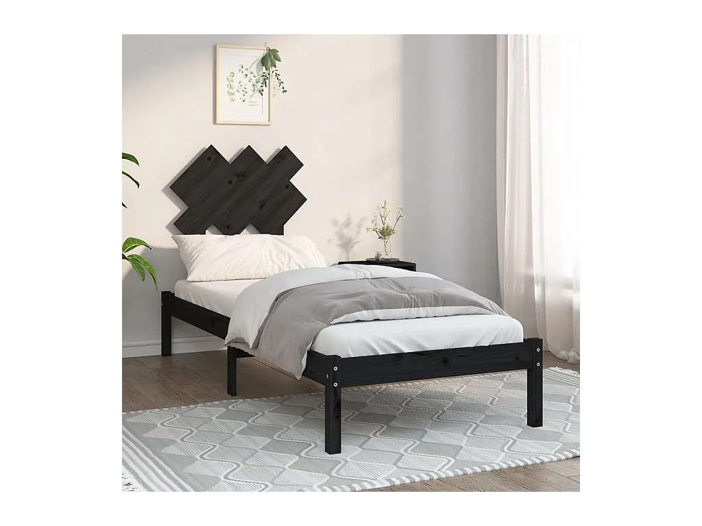 Giroletto Nero 75x190 cm Small Single in Legno Massello