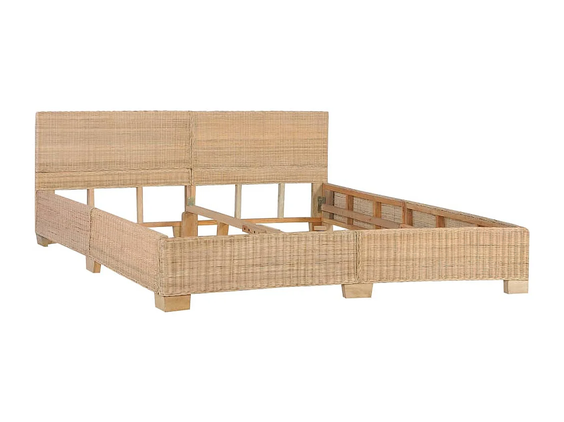 Bettrahmen Handgewebt Echtes Rattan 180×200 cm