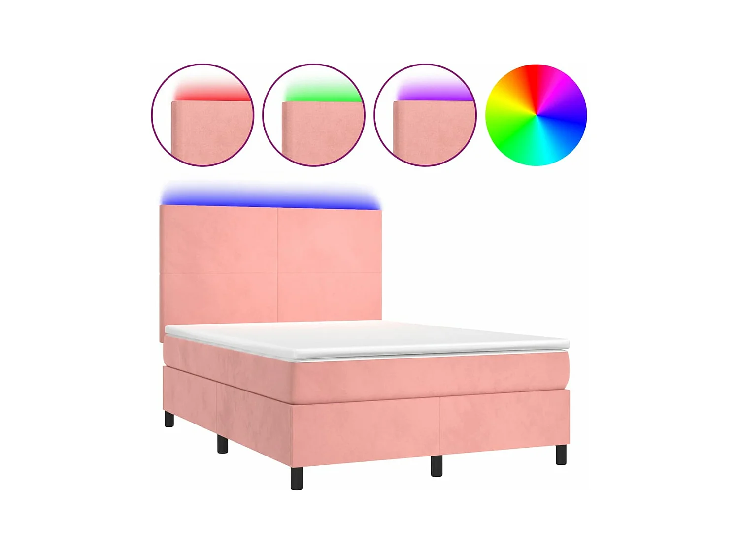 Boxspring met matras en LED fluweel roze 140x200 cm