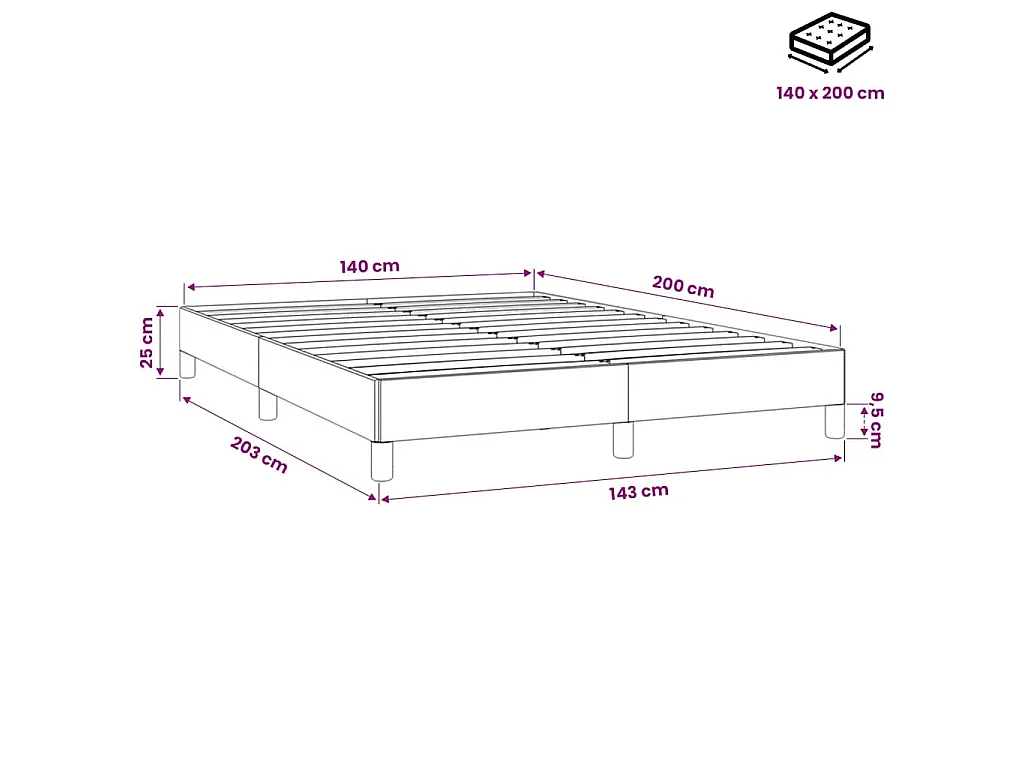 Cadre de lit sans matelas rose 140x200 cm velours
