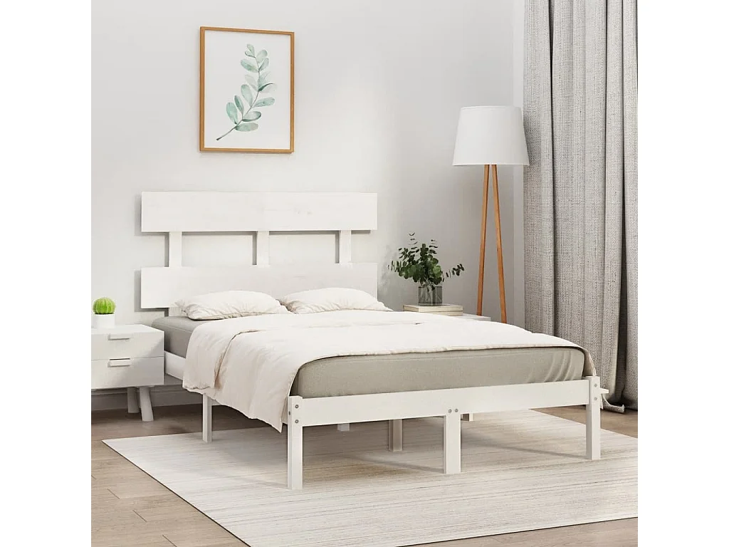 Cadre de lit sans matelas blanc 140x200 cm bois massif
